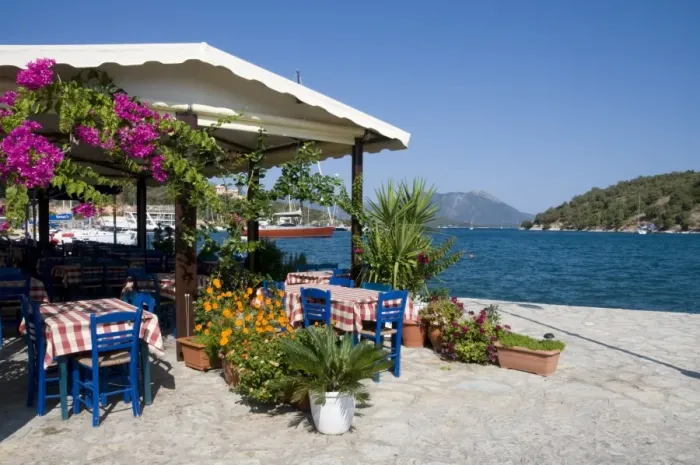 Framed Print : Taverna, Vathi, Meganisi, Ionian Islands, Greek Islands, Greece, Europe Framed Print : Taverna, Vathi, Meganisi, Ionian Islands, Greek Islands, Greece, Europe