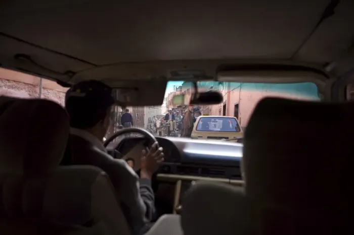 Framed Print : Taxi interior, Marrakech, Morocco, North Africa, Africa