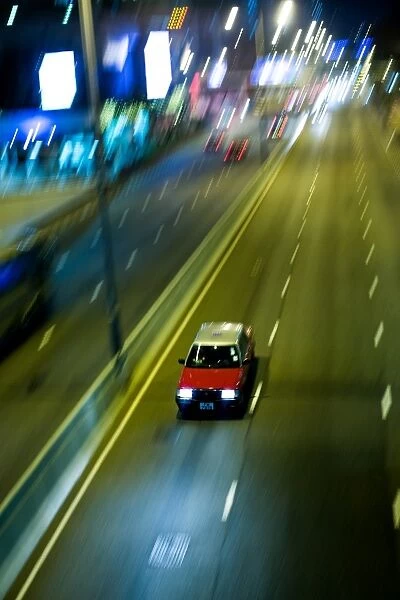 Taxi at night, Hong Kong, China, Asia