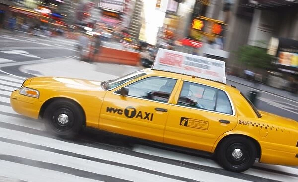 Taxi in Times Square, Manhattan, New York City, New York, United States of America