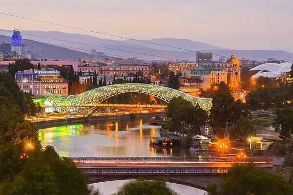 Tbilisi at dusk, Georgia, Caucasus, Asia