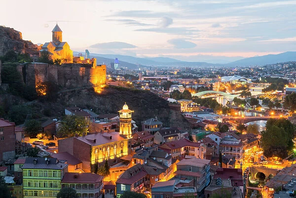 Tbilisi at night, Georgia, Caucasus, Asia