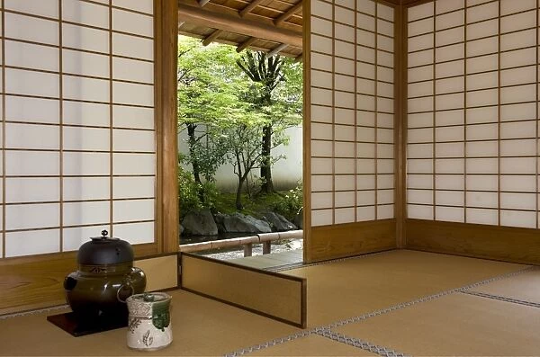 Tea ceremony utensils at the Yokokan residence of the Matsudaira family in Fukui City