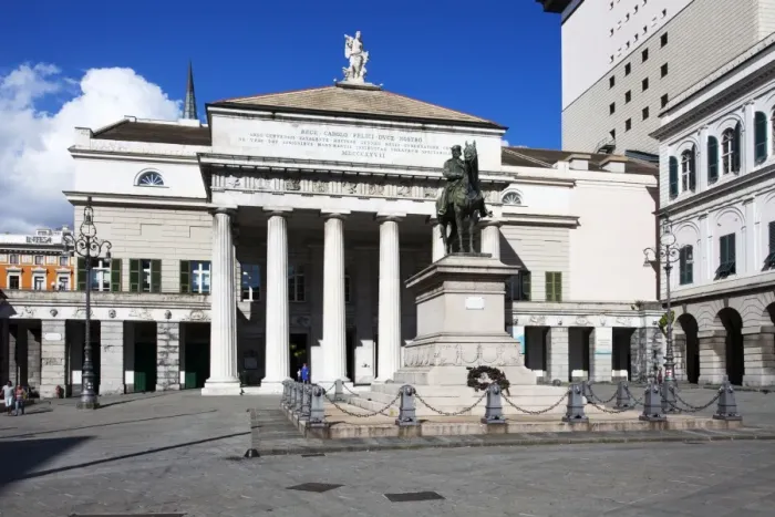 Framed Print : Teatro Carlo Felice and Garibaldi statue in Piazza Ferrari, Genoa, Liguria, Italy, Europe Framed Print : Teatro Carlo Felice and Garibaldi statue in Piazza Ferrari, Genoa, Liguria, Italy, Europe