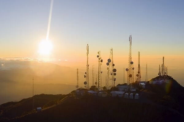 Telcom towers on summit of Volcan Baru, at 3478m the highest point in Panama