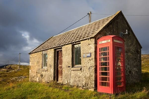 Telephone box, Isle of Harris, Outer Hebrides, Scotland, United Kingdom, Europe