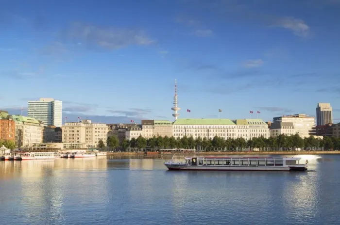 Framed Print : Television Tower and Binnenalster Lake, Hamburg, Germany, Europe Framed Print : Television Tower and Binnenalster Lake, Hamburg, Germany, Europe