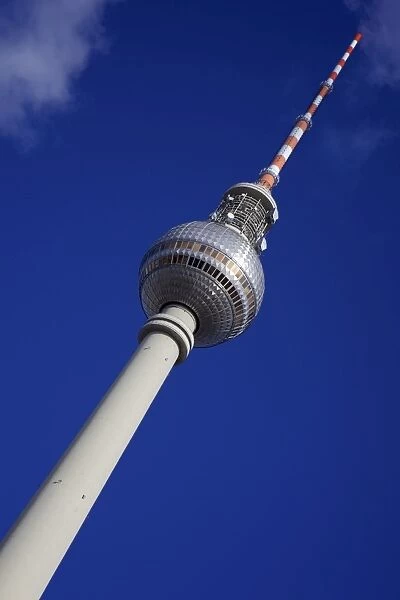 Television tower (TV) with blue sky, Berlin, Germany, Europe
