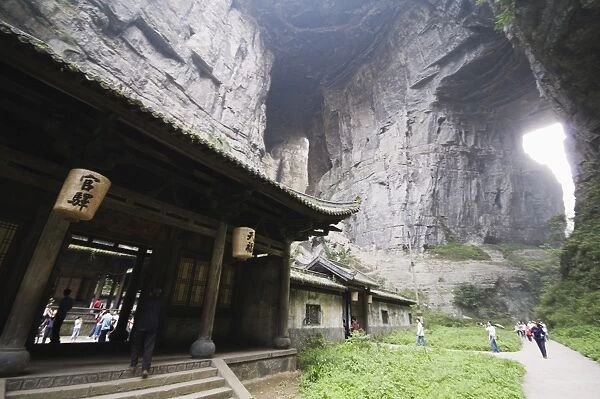 Temple building at Wulong Natural Rock Bridges, UNESCO World Heritage Site