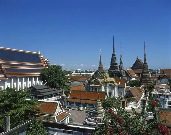The temple buildings and spires of Wat Po in Bangkok