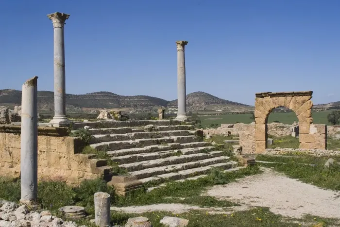 Framed Print : Temple of Caelestis, Roman ruin of Thuburbo Majus, Tunisia. North Africa, Africa