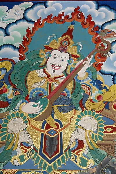 Temple guardian guarding the East and spring, named Dhritarashtra, Kopan monastery