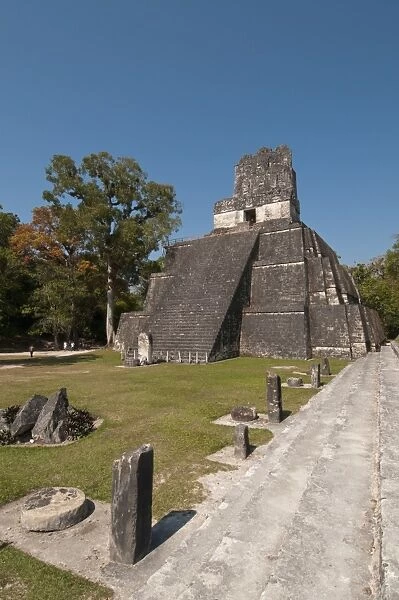 Temple II and Grand Plaza, Mayan archaeological site, Tikal, UNESCO World Heritage Site