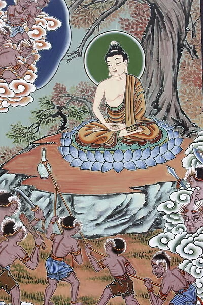 Temptation and Enlightenment depicted in the Life of Buddha, Seoul, South Korea, Asia
