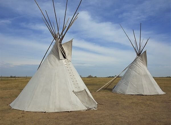 Tepees in the Wanuskewin Heritage Park in Saskatchewan, Canada, North America