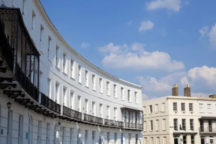 Framed Print : Terrace of Regency style Georgian houses with wrought iron balconies on The Royal Crescent Framed Print : Terrace of Regency style Georgian houses with wrought iron balconies on The Royal Crescent