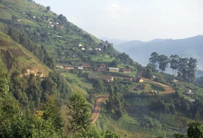 Framed Print : Terraced fields on the road to Kisoro Framed Print : Terraced fields on the road to Kisoro