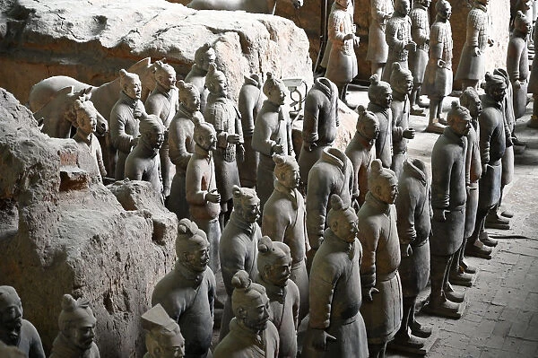 Terracotta Army, soldiers and a horse, buried with Emperor Qin Shi Huang in 210-209 BC