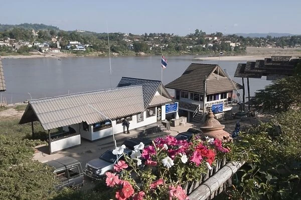 Thai borderpost for crossing the Mekong River for Huay Xai in Laos, at Chiang Khong