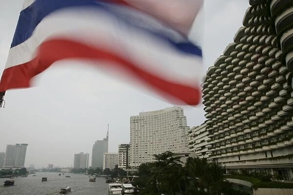 Thai flag and Shangri-La Hotel on the right beside
