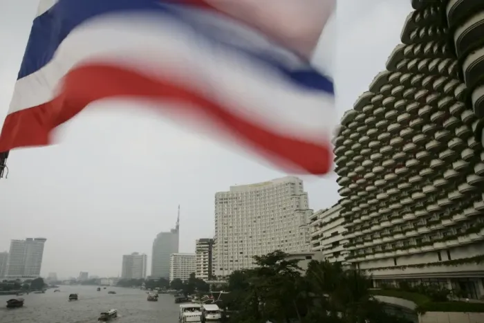Framed Print : Thai flag and Shangri-La Hotel on the right beside Framed Print : Thai flag and Shangri-La Hotel on the right beside