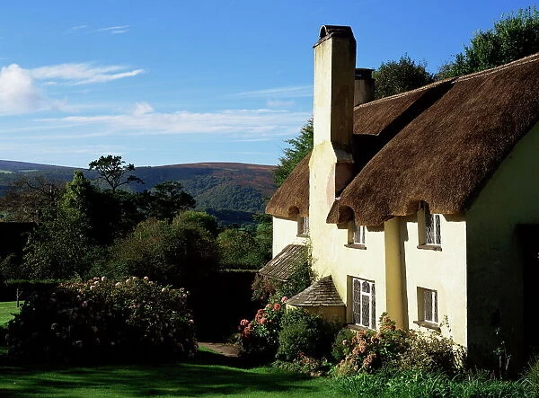 Thatched cottage, Selworthy, Exmoor National Park, Somerset, England, United Kingdom