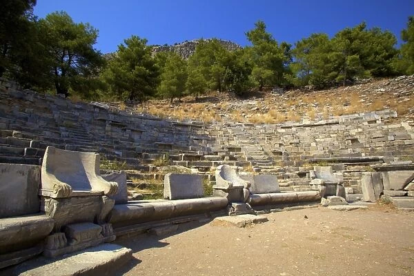 Theatre, Ancient City of Priene, Anatolia, Turkey, Asia Minor, Eurasia