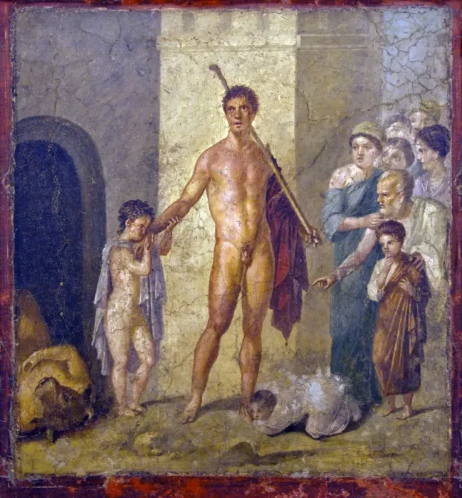 Framed Print : Theseus honoured by Athenians after killing the Minotaur, House of Gavius Rufus from Pompeii Framed Print : Theseus honoured by Athenians after killing the Minotaur, House of Gavius Rufus from Pompeii