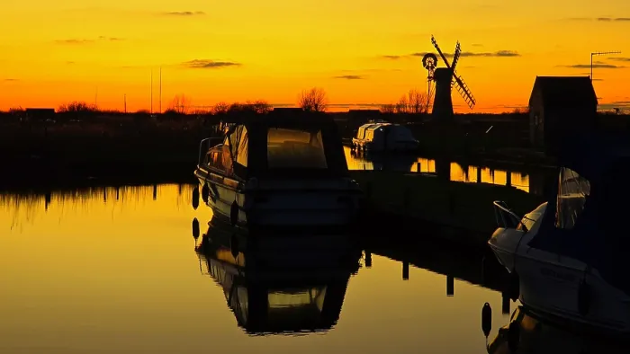 Framed Print : Thurne staithe and windmill, dusk, Norfolk Broads, Norfolk Framed Print : Thurne staithe and windmill, dusk, Norfolk Broads, Norfolk