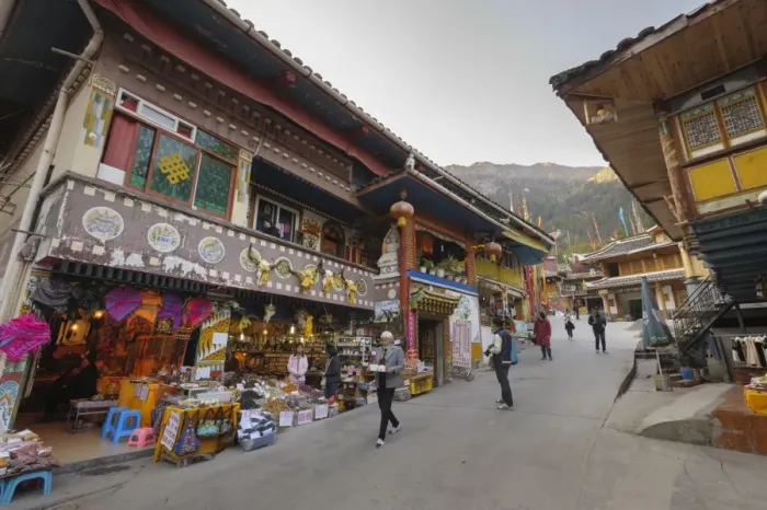 Framed Print : Tibetan Village, Jiuzhaigou (Nine Village Valley), Sichuan province, China, Asia