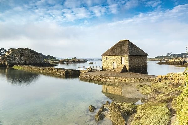 Tide mill on Brehat island, Cotes-d Armor, Brittany, France, Europe
