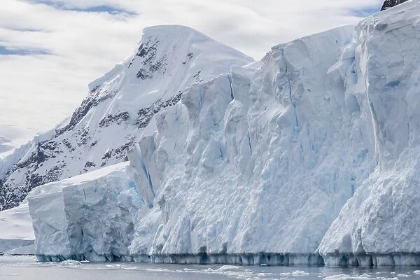 Tidewater glacier face detail in Neko Harbor, Antarctica, Polar Regions