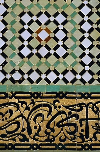 Tile detail, Bou Inania Medersa, Meknes, Marocco, North Africa