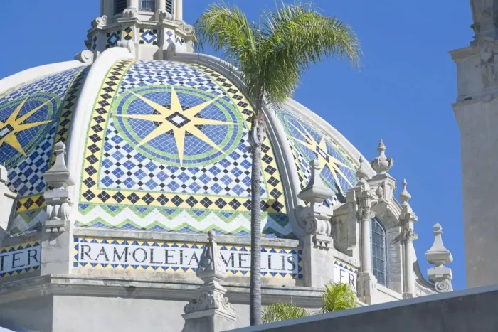 Framed Print : Tiled dome of the California Building which houses the Museum of Man, San Diego