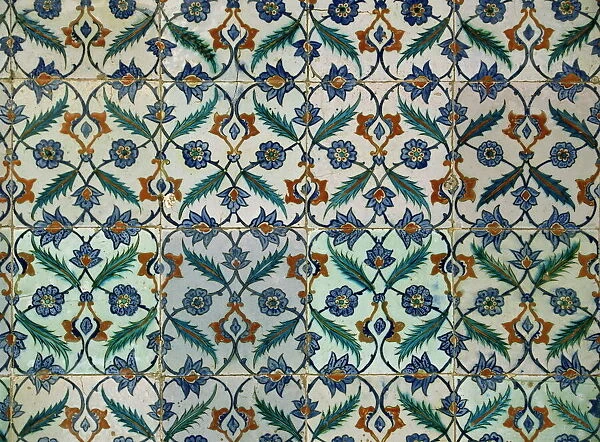 Detail of tiles in the Harem, Topkapi Palace, Istanbul, Turkey, Europe