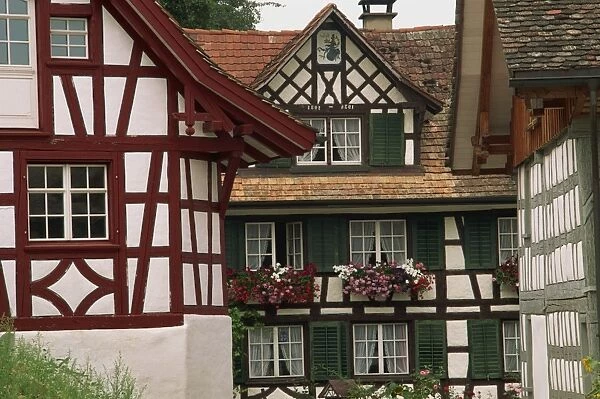 Timber framed houses near Konstanz in the Thurgau Region of Switzerland, Europe