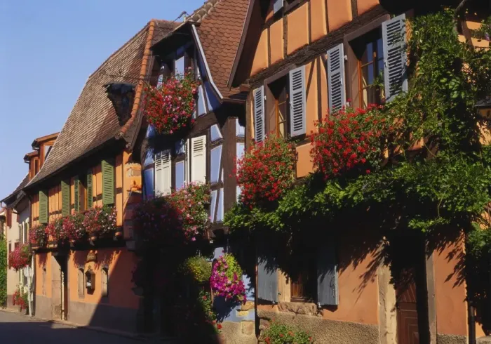 Framed Print : Timber Framed Houses in Niedermorschwihr, Alsace, France Framed Print : Timber Framed Houses in Niedermorschwihr, Alsace, France