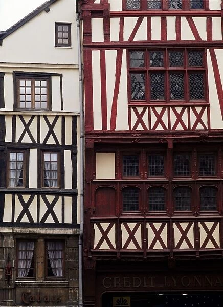Timber-framed houses in the Rue Gros Horloge, Rouen, Haute Normandie (Normandy)