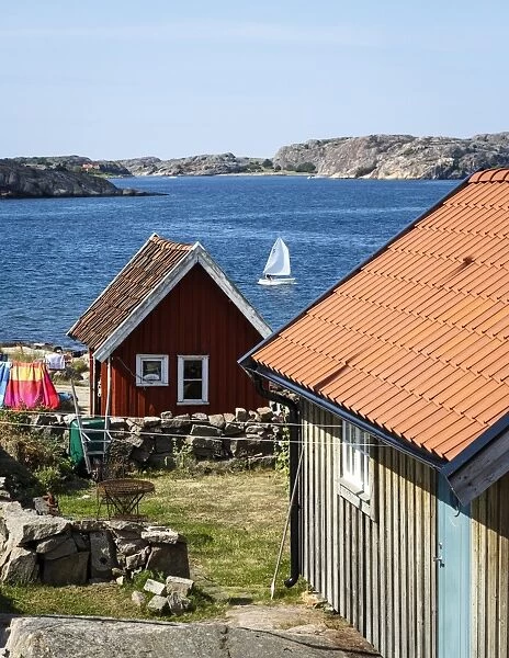 Timber houses in Fjallbacka, Bohuslan region, west coast, Sweden, Scandinavia, Europe