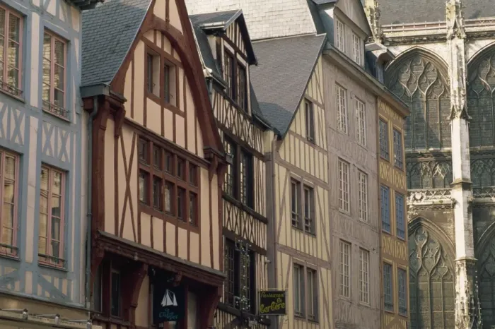 Framed Print : Timbered facades in Rue des Boucheries St. Ouen, Rouen, Seine-Maritime Framed Print : Timbered facades in Rue des Boucheries St. Ouen, Rouen, Seine-Maritime
