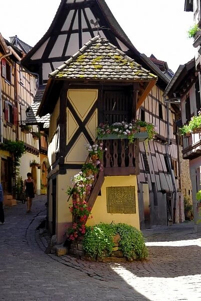 Timbered houses on cobbled street