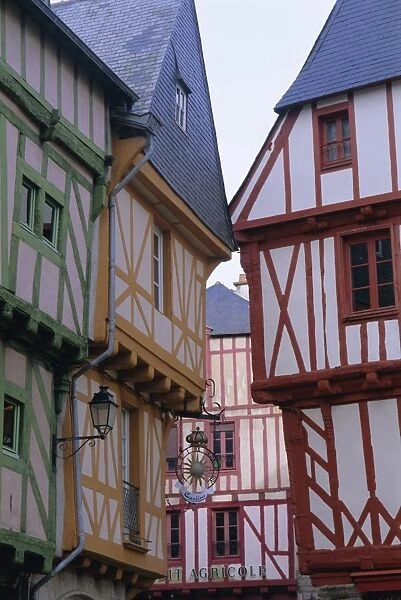 Timbered houses, town of Vannes, Golfe du Morbihan (Gulf of Morbihan), Brittany
