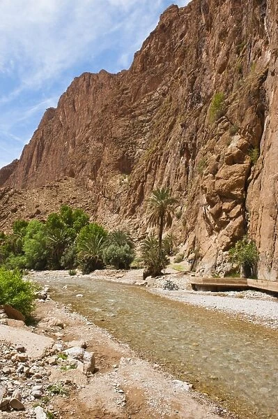 Todgha River running through the Todra Gorge, Morocco, North Africa, Africa