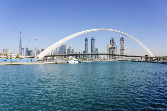 Framed Print : Tolerance Bridge, a new pedestrian bridge spanning Dubai Water Canal, Business Bay Framed Print : Tolerance Bridge, a new pedestrian bridge spanning Dubai Water Canal, Business Bay