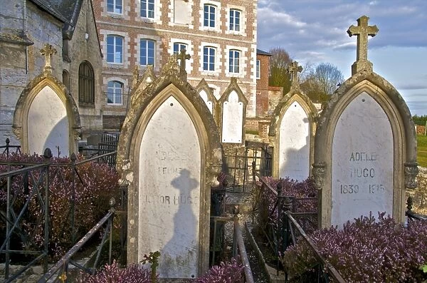 Tomb of Adele Hugo, wife of famous French writer Victor Hugo, in a graveyard at Villequier