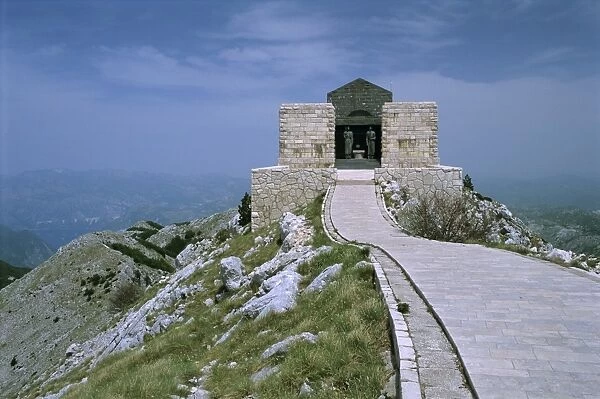 Tomb of poet-prince Petar II Petrovic Njegos, Mount Lovcen, Lovcen National Park, Montenegro, Europe