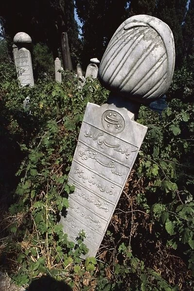 Tombstone in graveyard, Istanbul, Turkey, Europe