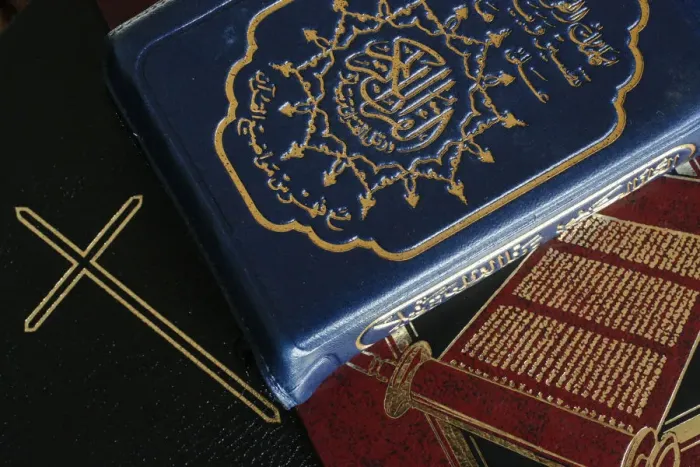Framed Print : Torah, Bible and Quran, Interfaith, Paris, France, Europe Framed Print : Torah, Bible and Quran, Interfaith, Paris, France, Europe