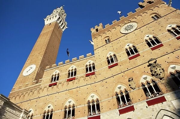 The Torre del Mangia and Palazzo Pubblico on Palio day