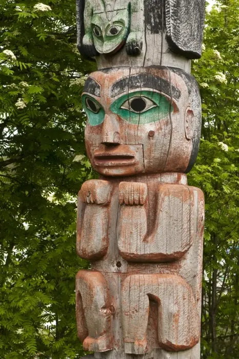 Framed Print : Totem at Cheif Shakes Tribal House, historic site, Wrangell, Southeast Alaska